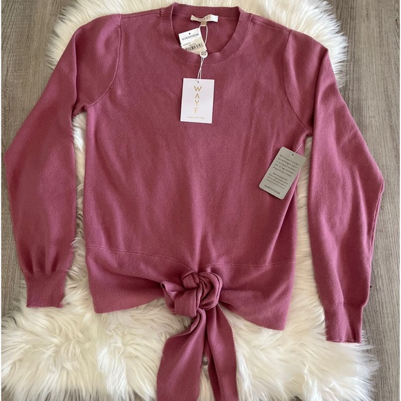 NWT WAYF sweater Blush Mauve Pink Long sleeve With Waist Tie Size MEDIUM - Picture 3 of 8